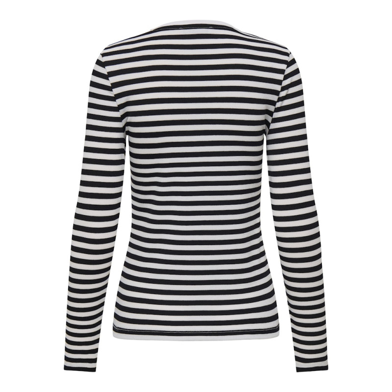 ONLY Mai Stribet Bluse - Sort