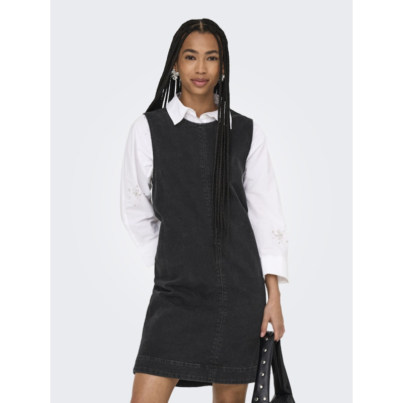 ONLY Dorsi S/L Denim Kjole - Washed Black