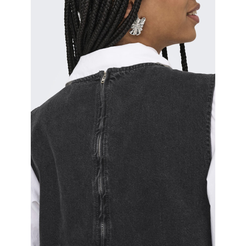 ONLY Dorsi S/L Denim Kjole - Washed Black