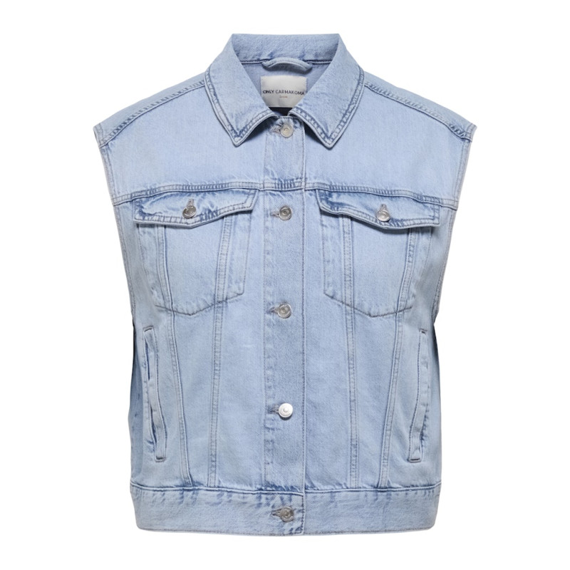ONLY CARMAKOMA Robyn Denim Vest - Light Blue Denim