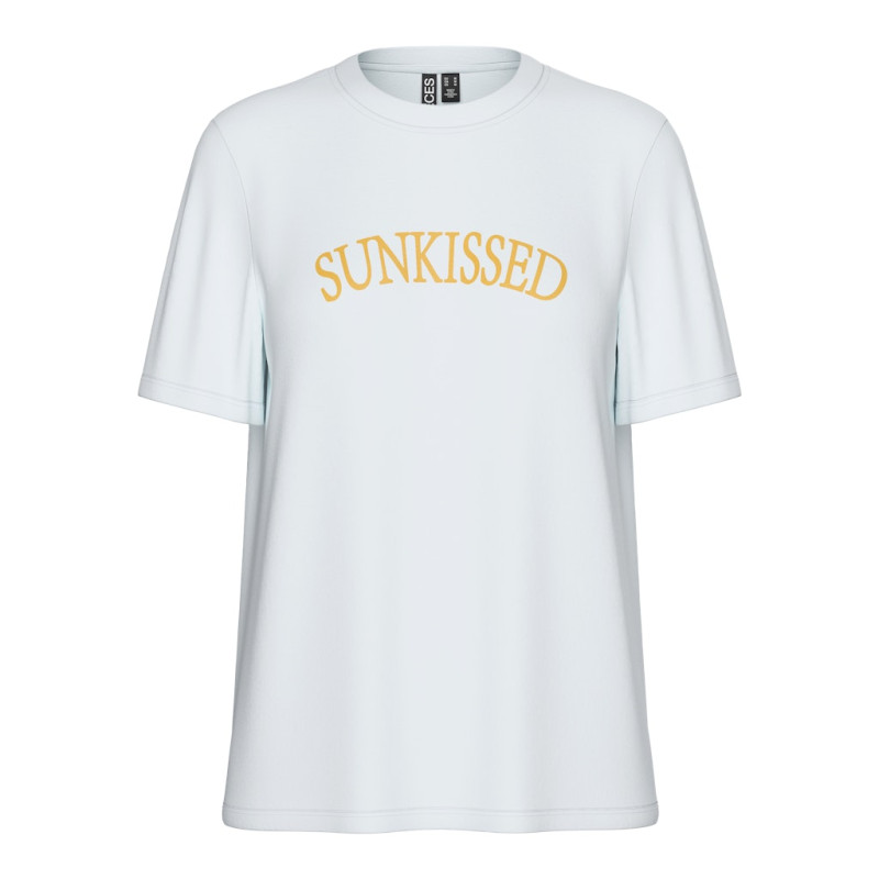 PIECES Taya T-shirt - Bright White / Sunkissed