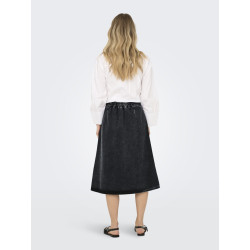 ONLY Thea Midi Slå-om Denim Nederdel - Washed Black