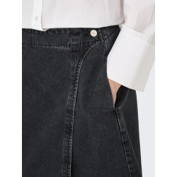 ONLY Thea Midi Slå-om Denim Nederdel - Washed Black