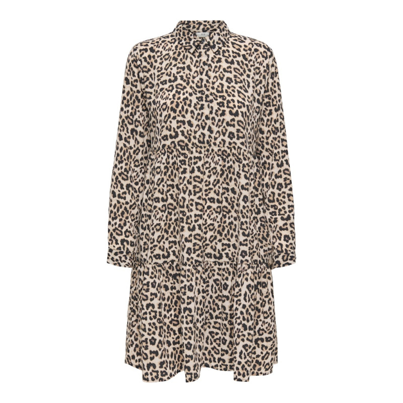 JDY Piper L/S Skjorte Kjole - Pumice Stone / Leo