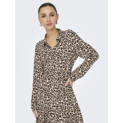 JDY Piper L/S Skjorte Kjole - Pumice Stone / Leo