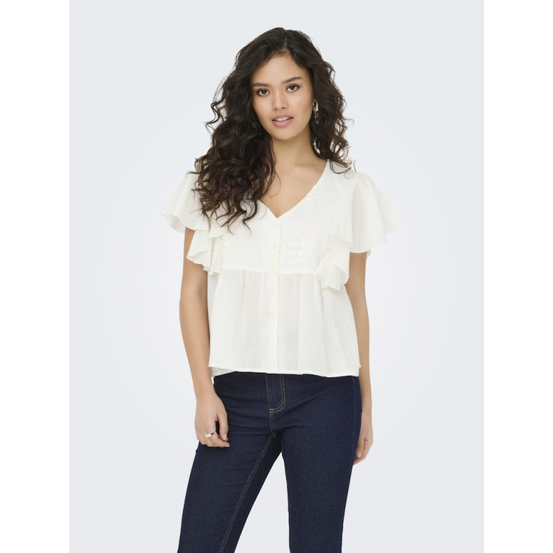 JDY Maddox S/S Flæse Top - Cloud Dancer