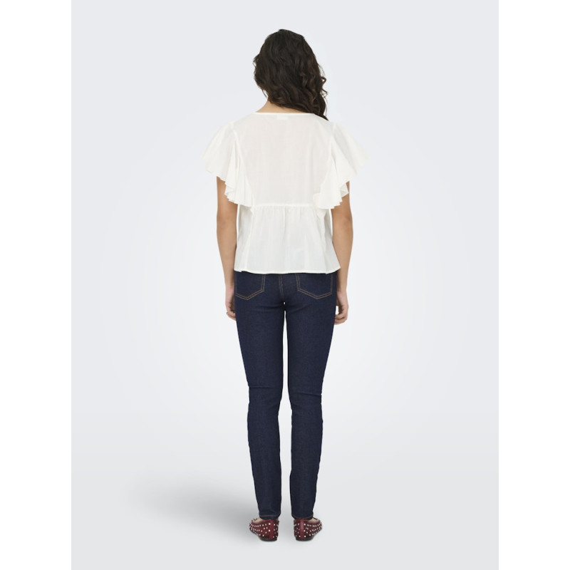 JDY Maddox S/S Flæse Top - Cloud Dancer