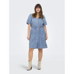 ONLY CARMAKOMA Sonja S/S Denim Kjole - Light Blue Denim