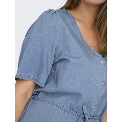 ONLY CARMAKOMA Sonja S/S Denim Kjole - Light Blue Denim