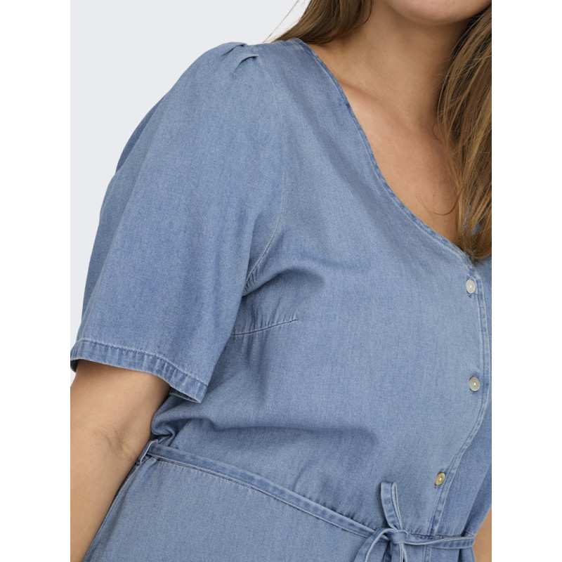 ONLY CARMAKOMA Sonja S/S Denim Kjole - Light Blue Denim