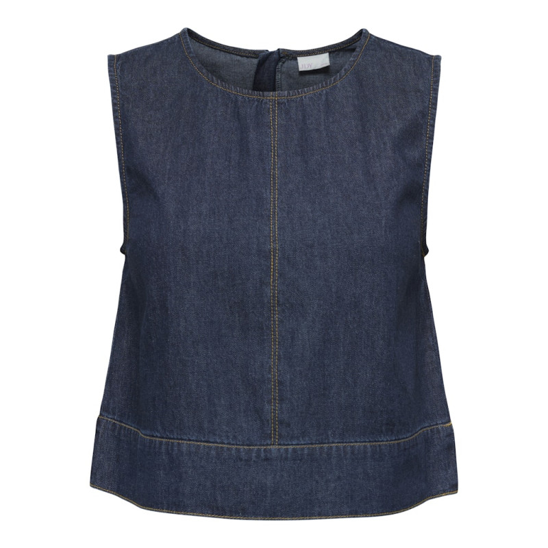 JDY Sabrina S/L Denim Top - Dark Blue Denim