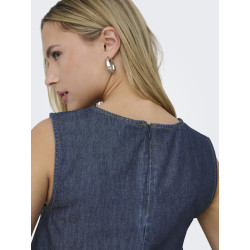 JDY Sabrina S/L Denim Top - Dark Blue Denim