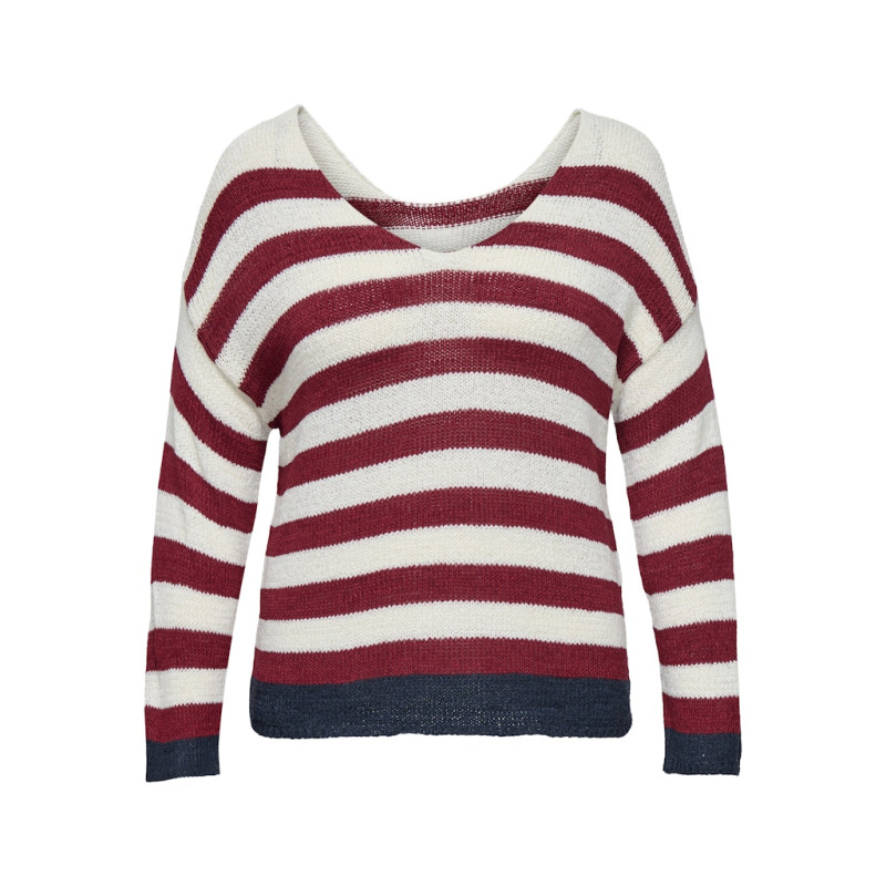 ONLY CARMAKOMA Genna Vendbar Strik Trøje - Karanda Red