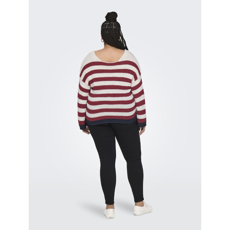 ONLY CARMAKOMA Genna Vendbar Strik Trøje - Karanda Red