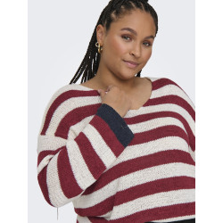 ONLY CARMAKOMA Genna Vendbar Strik Trøje - Karanda Red