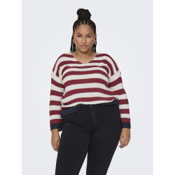 ONLY CARMAKOMA Genna Vendbar Strik Trøje - Karanda Red