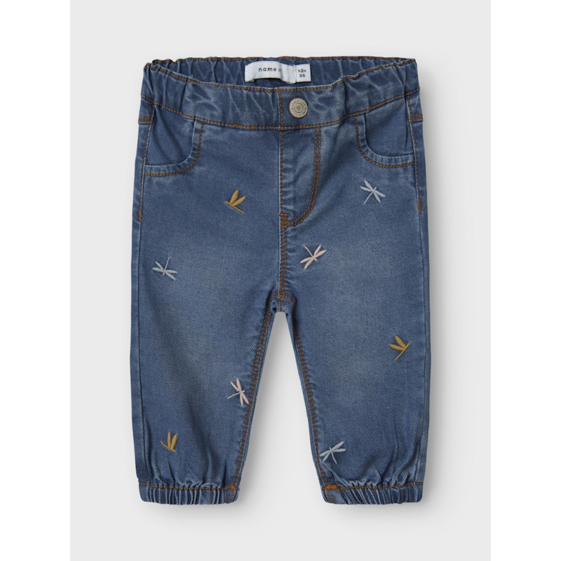 NAME IT BABY Rose Broderede Jeans 5321 - Medium Blue Denim / Moth