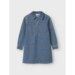 NAME IT KIDS Astrid L/S Denim Kjole - Medium Blue Denim