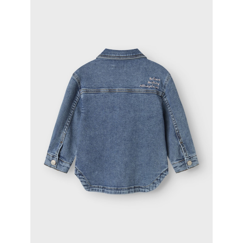 NAME IT MINI Devi Broderet Denim Jakke - Medium Blue Denim